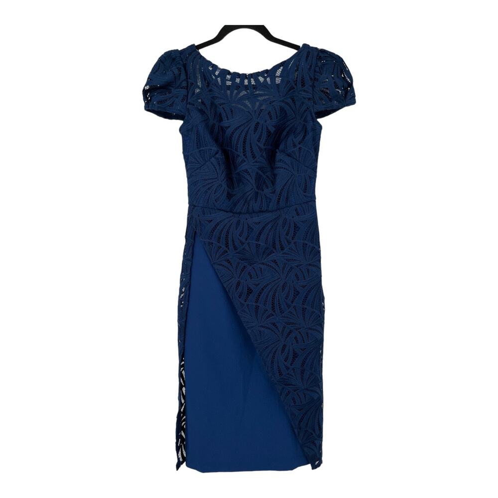 Kay Unger Dress  Zelda Lace mini blue size 0 - Picture 2 of 9
